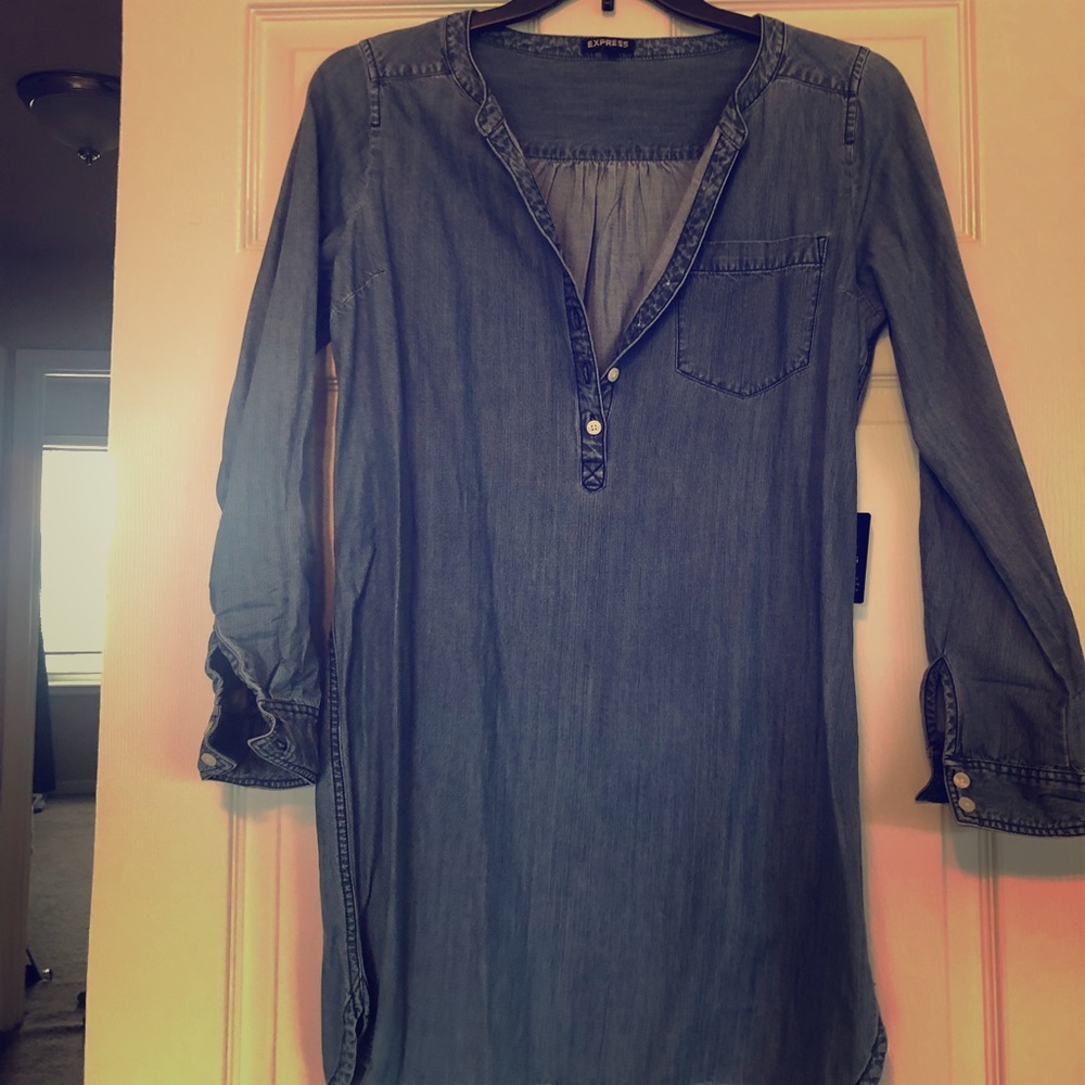 Express - Dark Denim Popover Shirt Dress - NWOT